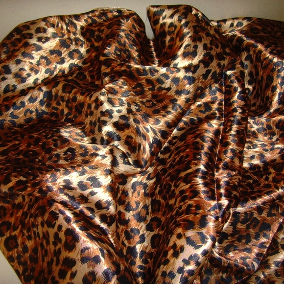 Leopard Print Satin-Like Fabric 3 Yards/54 Inches Wide - Picture 3 of 5